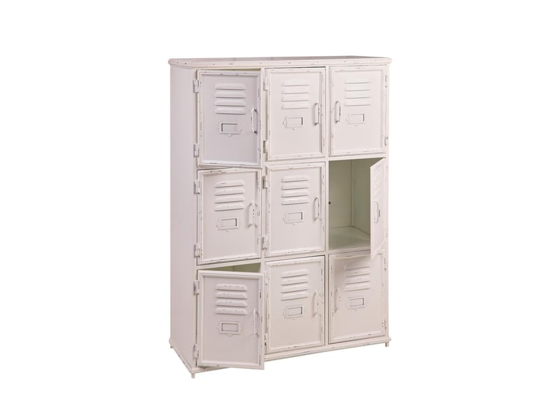 Casier vintage en fer blanc à 9 portes lock  - Conforama C