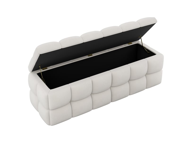  Banc coffre de rangement 120 x 40 x 40 cm avec grand espace de rangement et assise rembourrée, beige écru  - Conforama C