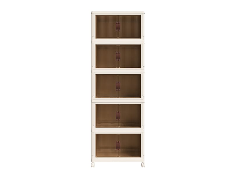  Armoire de rangement pliable 5 niveaux à portes magnétiques 53x30x156 cm blanche  - Conforama A