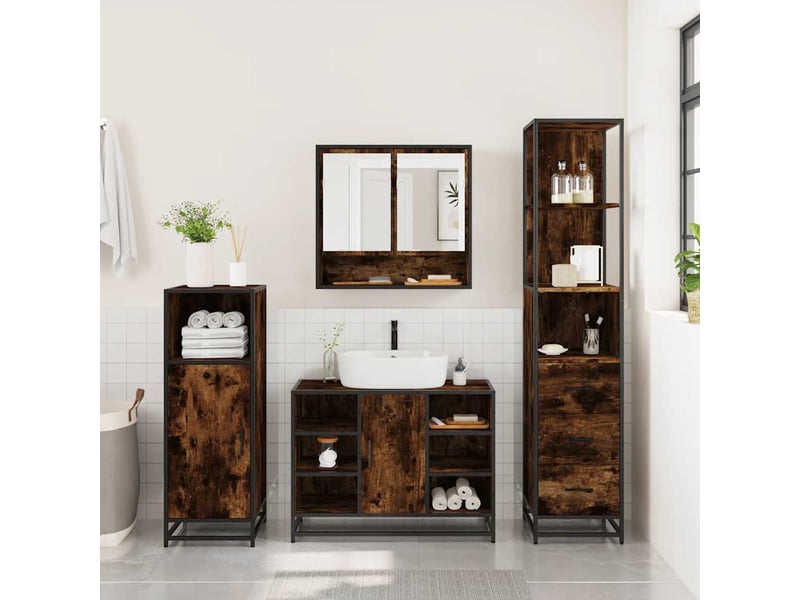  Ensemble de meubles de salle de bain 3 pcs chêne fumé cf63732  - Conforama D