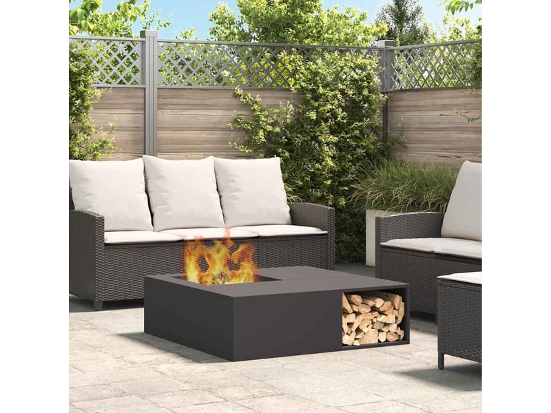  Brasero exterieur, foyer de cheminée noir 100x100x30 cm acier patiné  - Conforama B