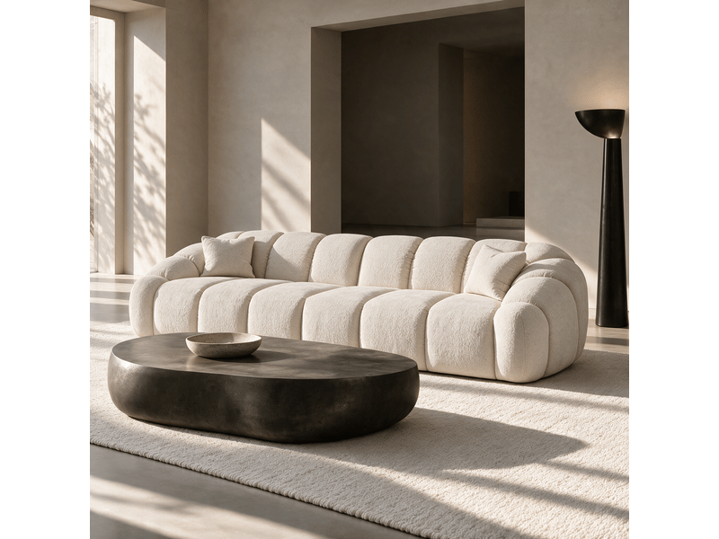  Canapé 4 places en velours texturé crème moka 1MOK4PVTCR - Conforama B