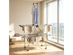 Porte-manteau - étendoir à linge pliable à roulettes, étendoir mobile, support de séchage polyvalent, tour à linge spacieux