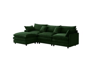 Canapé d'angle réversible fixe <strong>KORFEE</strong> <strong></strong> 3 places Tissu Vert