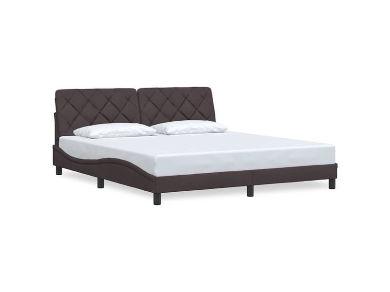 Lit adulte ; lit double ; cadre de lit marron foncé 180x200 cm tissu - Conforama B