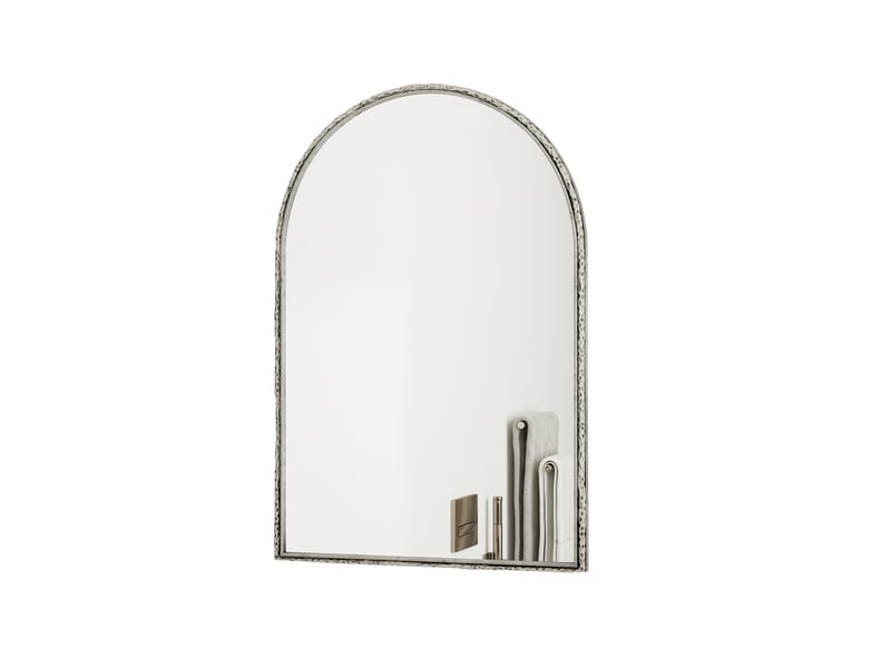 Miroir mural arqué 61 x 91 cm – argent – cadre en fer résistant à l'humidité et verre trempé sécurisé - Conforama A