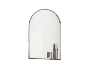 Miroir mural arqué 61 x 91 cm – argent – cadre en fer résistant à l'humidité et verre trempé sécurisé