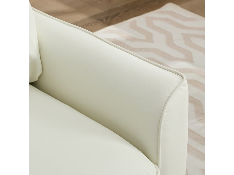  Fauteuil individuel blanc en similicuir - chaise lounge nordique moderne pour salon et chambre  - Conforama W