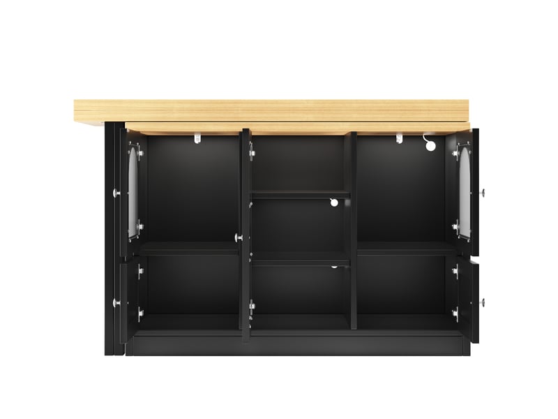 Îlot de cuisine extensible 120-197x40x72 cm avec led rgb en mdf noir - Conforama E