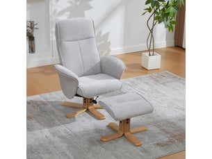 Fauteuil lounge pivotant multifonctionnel 78 x 78 x 102 cm - avec repose-pieds - pivotant à 360° - dossier réglable - tissu chenille - gris