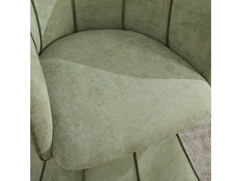  Fauteuil pivotant ergonomique avec dossier haut et accoudoirs larges, en chenille olive, 56 × 54 × 74,5 cm  - Conforama E