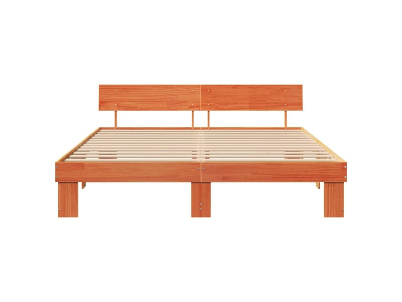  Lit double- lit adulte -  cadre de lit avec tête de lit brun  200 x 200 cm pin massif  - Conforama D