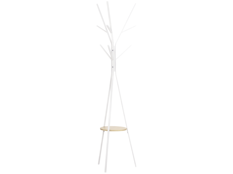  Porte-manteau trépied avec étagère et 9 patères en métal blanc 45x45x180 cm  - Conforama A