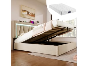 Lit coffre 140x200 cm <strong></strong>  <strong></strong> coloris beige