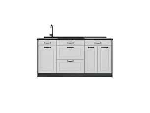 Vicco bloc de cuisine, blanc campagneanthracite, 160cm plan de travail anthracite