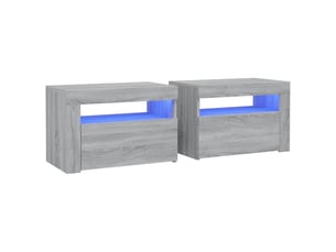 Lot de 2 tables de chevet - cabinet de chevet - table de nuit avec led sonoma gris 60x35x40 cm