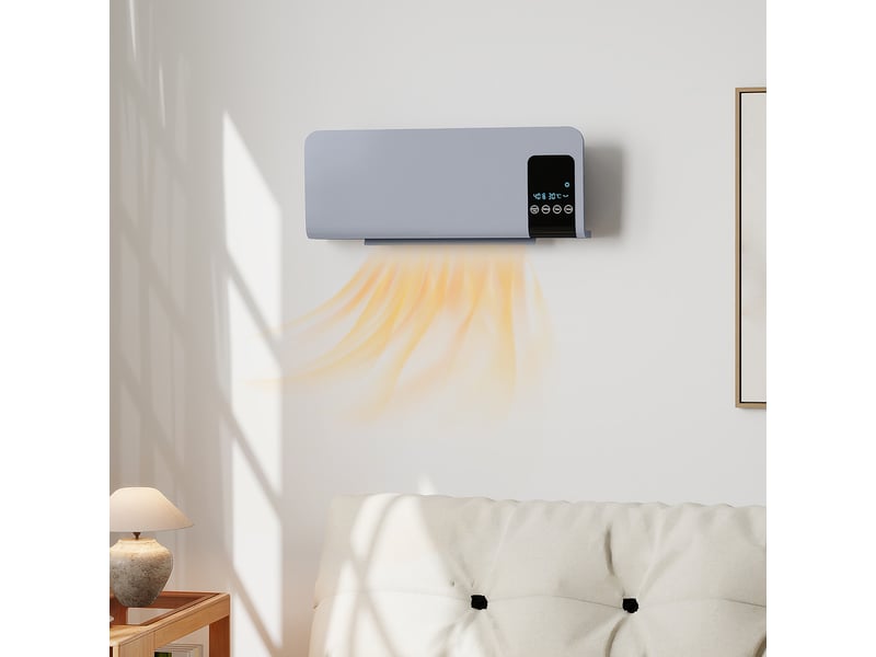  Radiateur électrique mural, 1000 w2000 w, avec affichage led et télécommande, 54,5 x 12 x 21,5 cm, gris  - Conforama D