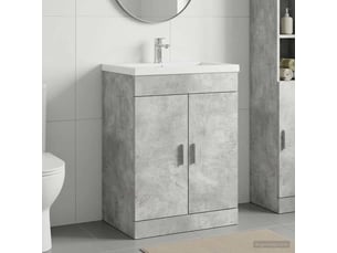 Meuble sous lavabo de salle de bain, commode gris béton shl5105
