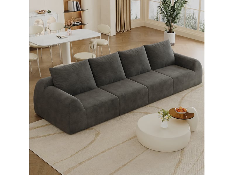  Canapé droit modenvie 4 places 324 x 95 x 85 cm en chenille gris foncé  - Conforama B