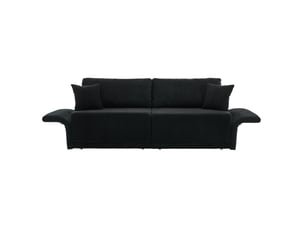 Sofa convertible moderne minimaliste en velours côtelé noir – lit double pour salon bureau studio appartement
