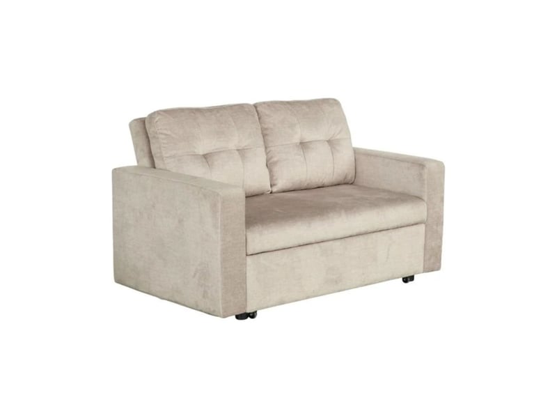  Canapé presto convertible 2 places en velours – beige champagne – 142 x 82 x 86 cm  - Conforama A