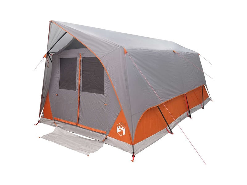  Tente tunnel, tente de camping 6 personne gris et orange polyester et acier  - Conforama C