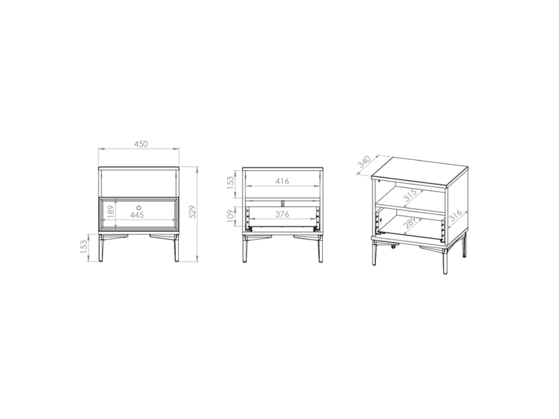  Selsey sandro - table de chevet à 1 tiroir - 45 cm - grėge Sandro - Conforama E
