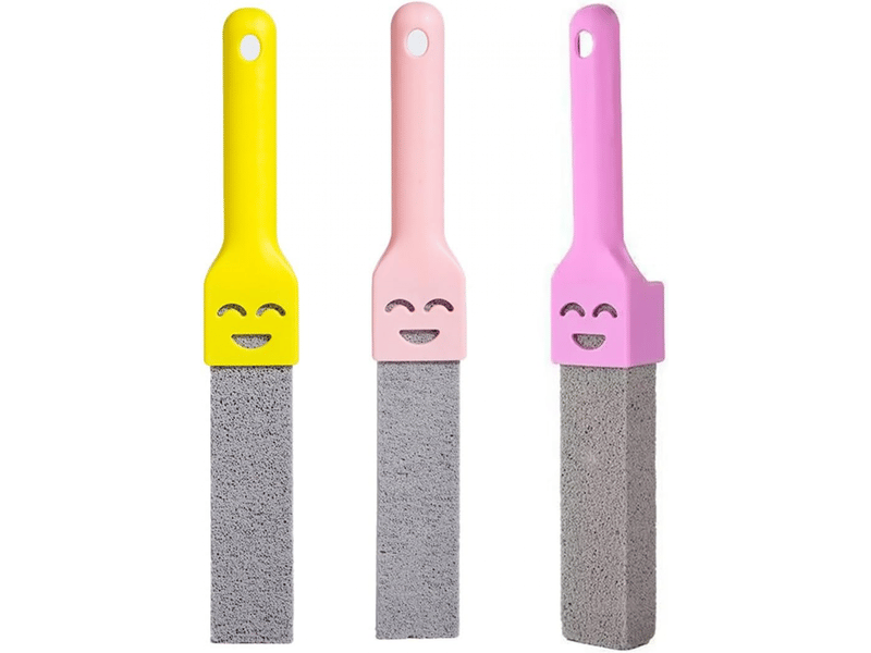  3 pcs pierre ponce brosse wc, 3 poignées remplaçables, pour toilettes, nettoyage de salle de bain, 26.5*3.5*2.5cm, rose, violet, jaune  - Conforama A