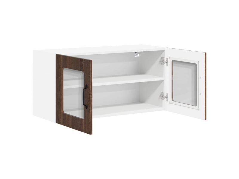 Meuble mural de cuisine, cabinet en verre mural chêne brun 80x31x40cm shl32 - Conforama E