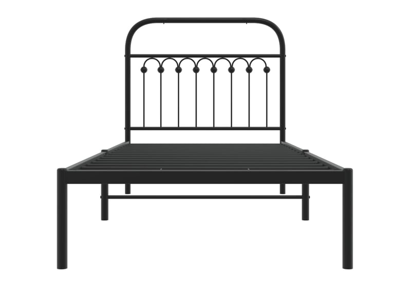  Lit simple- lit adulte -  cadre de lit métal sans matelas avec tête de lit noir 90x200 cm  - Conforama C