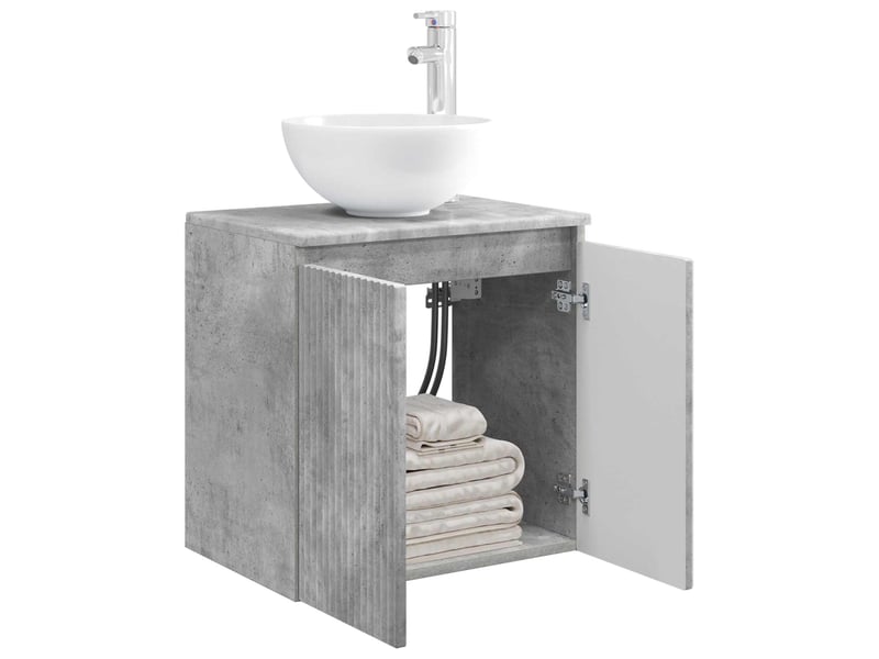  Vanité de lavabo mural, meuble de rangement gris béton 49.5x41x64.5 cm shl8682  - Conforama C