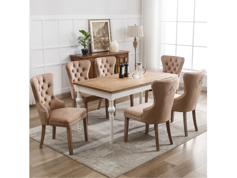  Chaises de salle à manger capitonnées en velours, lot de 6 homvra  - Conforama C