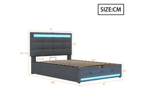 Lit coffre 90x200 cm coloris gris