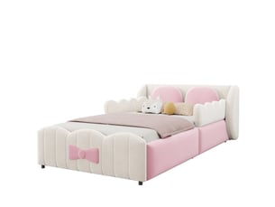 Lit simple 90x200 cm <strong>WISHDOR</strong> <strong></strong> coloris beige