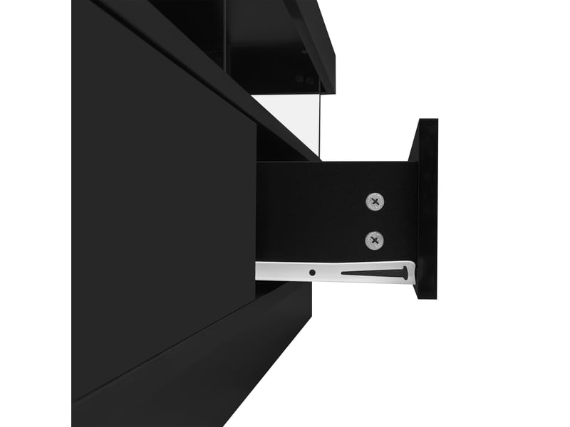  Meuble tv 160 cm noir brillant led, étagères en verre, bluetooth et contrôle par app  - Conforama E