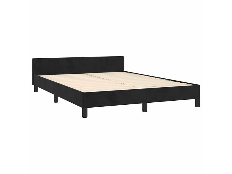  Lit double- lit adulte -  cadre de lit sans matelas noir 140x190 cm velours  - Conforama C