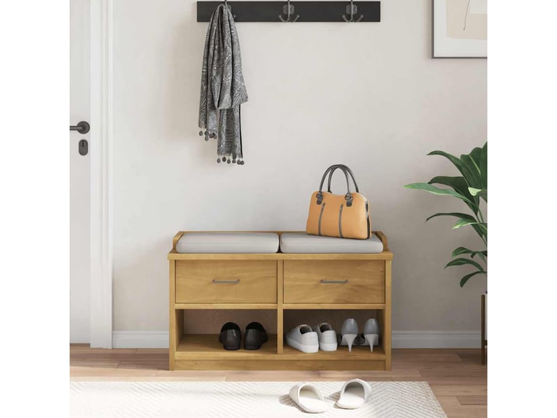  Banc de couloir, banc de rangement sandnes 87x40x50 cm bois de pin massif shl85799  - Conforama C