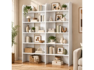 Bibliotheque coloris  blanc 5 étagère(s) WISHDOR  - 25 cm x 160 cm