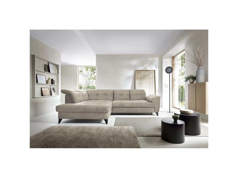  Canapé d'angle beige 5 places angle gauche ressorts ondulés inferno  - Conforama E