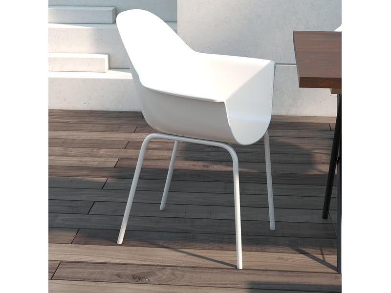 Lot de 4 chaises de jardin empilables 59x55x84 cm avec dossier et accoudoirs métal gris - Conforama B