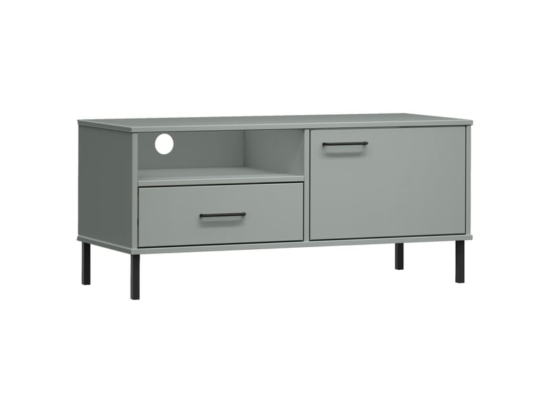  Meuble tv - banc tv - meuble de rangement avec pieds en métal gris bois de pin massif oslo  - Conforama A