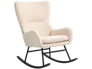 Fauteuil à bascule en tissu peluche et acier beige et noir 66 x 100 x 93 cm
