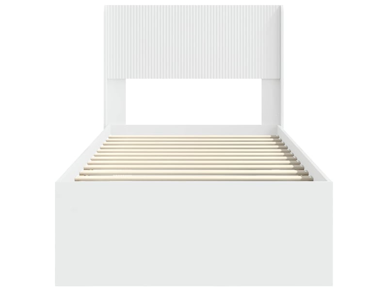  Lit simple- lit adulte -  cadre de lit avec rangement et tête de lit blanc 90 x 200 cm  - Conforama D