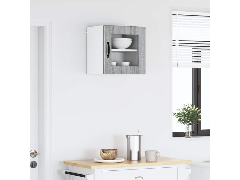 Meuble mural de cuisine, cabinet en verre mural gris sonoma 40x31x40cm  - Conforama D
