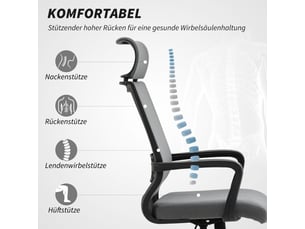 Chaise de bureau <strong></strong> <strong>Gris</strong> 