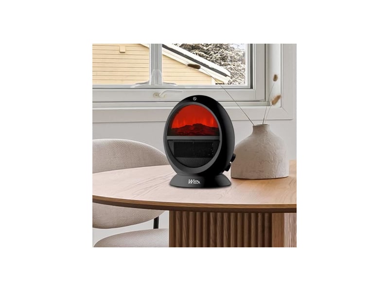 Chauffage soufflant decoratif 2000w oscillant noir thermostat reglable effet flamme led protection basculement WAR1753788433264 - Conforama E