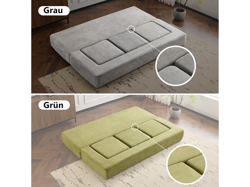  Canapé convertible de sol modulable avec couchage d’appoint  - mousse haute résilience, chenille - gris foncé  - Conforama E