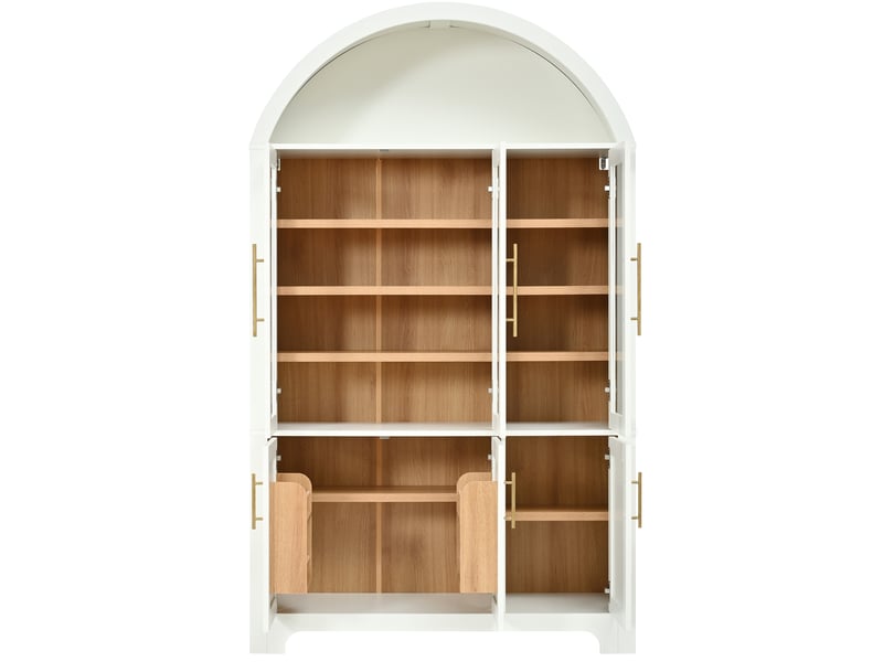 Buffet haut 6 portes avec vitrine 110x40x185 cm mdf et panneaux de particules blanc - Conforama E