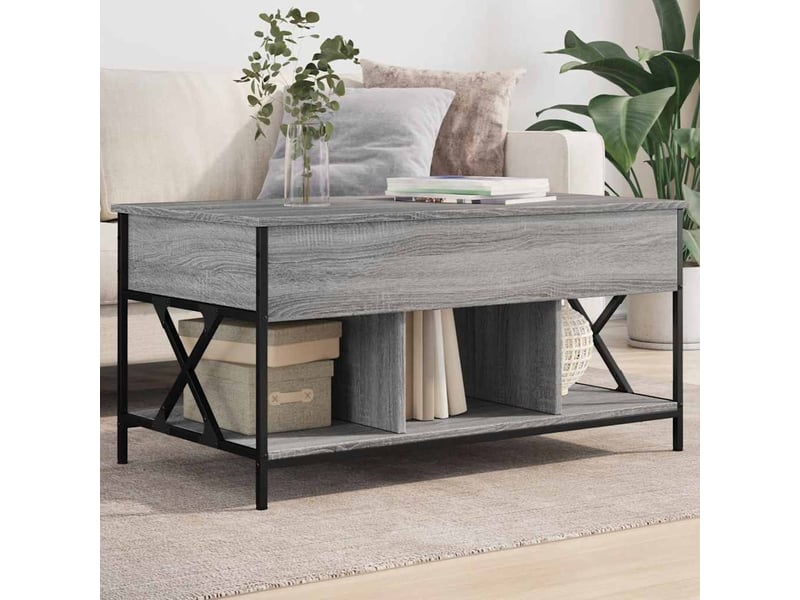 Table basse - table de salon - table à thé sonoma gris 100x55x50 cm bois d'ingénierie et métal  - Conforama B