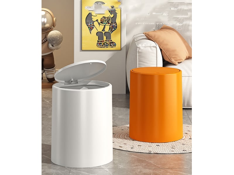 Poubelle salle de bain interrupteur à bouton-poussoir blanc 21.5x24.5cm - Conforama E